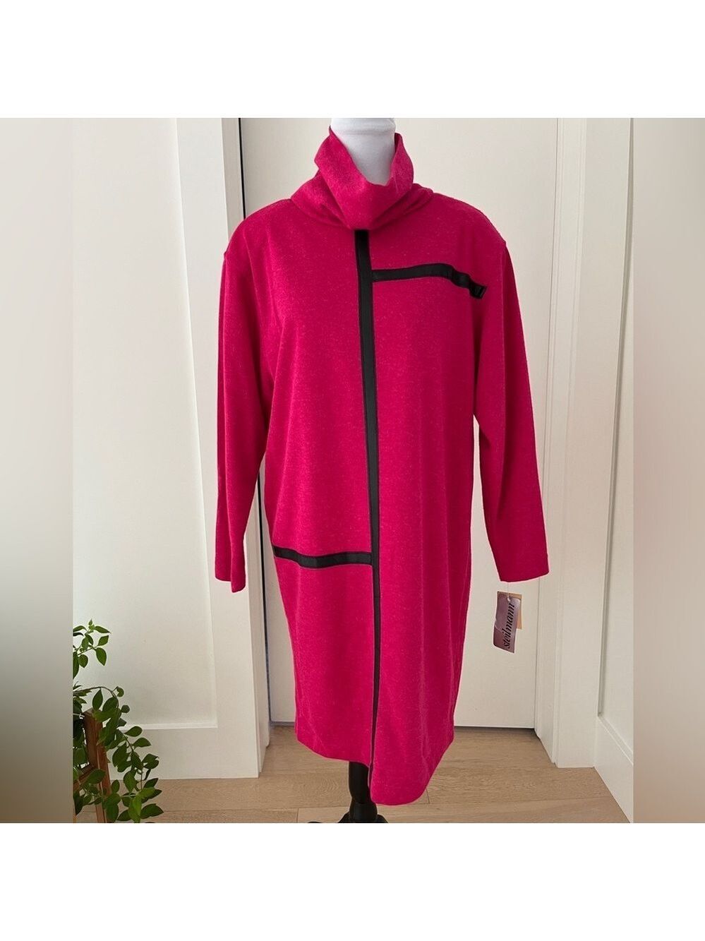 VINTAGE Steilmann Dress Deadstock Colourblock Cowl Neck Shoulder Pads 80’s 90’s